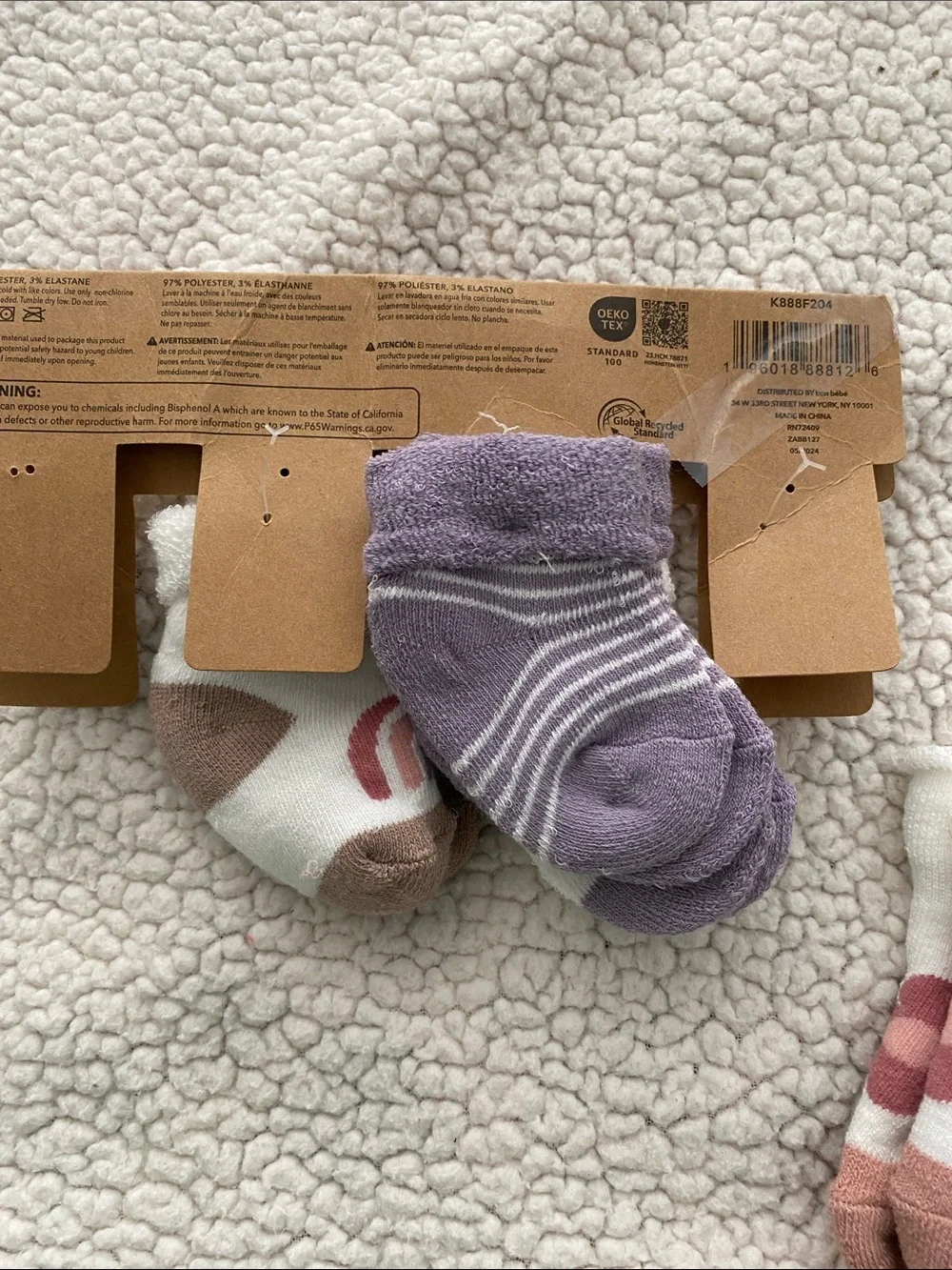 5 pairs KIT+PEARL Baby Terry Socks